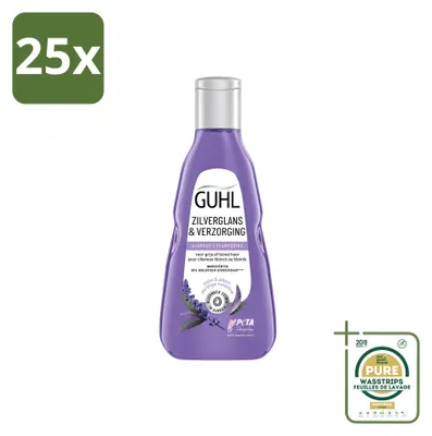 Imagen del producto de 25 champús Guhl Silberglanz & Pflege, 250 ml cada uno, pack de ahorro, 25 unidades