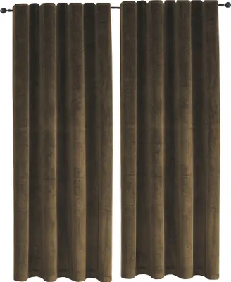 Produktbild von Samt Vorhänge 2er Set Braun Kräuselband Verdunkelung 140x145 cm Samt weich blickdicht Gardine