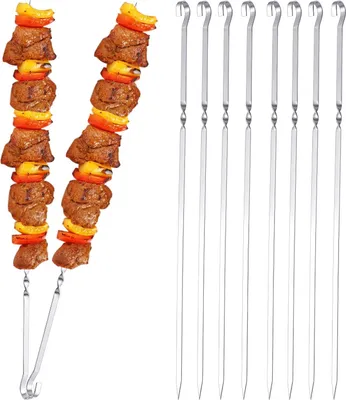 Produktbild von Grill-Kabob-Spieße, Edelstahl, lange Spieße, Kebab-Spieße, Fleischspieße für Lagerfeuer oder Grillschale