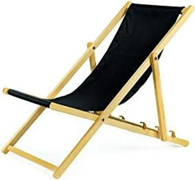 Produktbild von Liegestuhl schwarz 4er Set klappbar aus Holz-mit Absicherungssystem Klappstuhl Sonnenstuhl Strandstuhl Holzklappstuhl Gartenliegen Sonnenliege