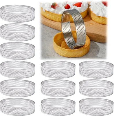 Produktbild von Mousse Tarteletten Formen 12 Stück, 8 cm, Edelstahl, für Kuchen
