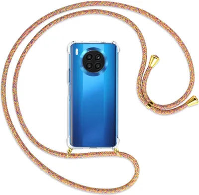 Produktbild von Handykette Backcover-Schutzhülle mit Band (Metall goldfarben) für Huawei nova 8i / Honor 50 Lite - Rainbow