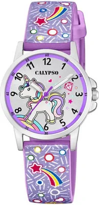Produktbild von Calypso Kinder Armbanduhr Mädchen Uhr Einhorn PolyurethanBand lila K5776/6