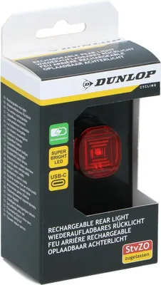 Obrázek produktu pro Zadní Baterie Kolo Světlo Červené Led Vodotěsné Dunlop