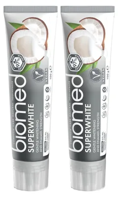 Obrázek produktu pro BIOMED Superwhite Bělící Zubní Pasta Bez Fluoridu – Sada 2 kusů - 2x100g
