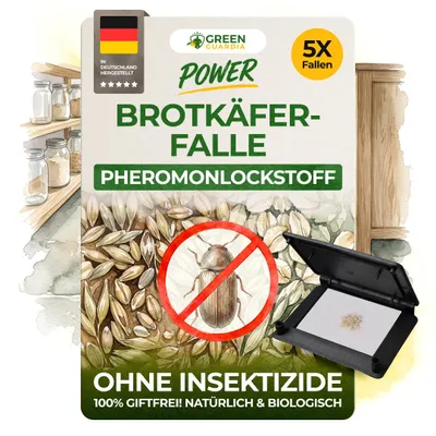 Produktbild von Brotkäfer Falle mit Pheromon-Lockstoff - 5x Fallen -  umweltfreundlich Brotkäfer bekämpfen, Chemiefreie Brotkäferfalle, die giftfrei Pheromonfalle