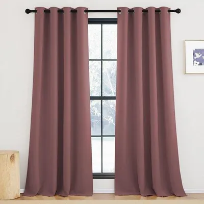 Produktbild von Azomor® Stilvolles altrosa Verdunkelungsvorhang mit Ringen für das Kinderzimmer 140 x 245