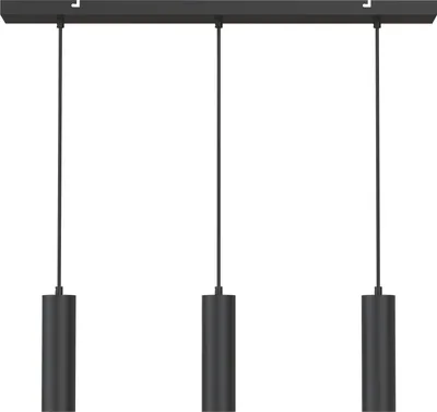 Produktbild von Calex Pendelleuchte GU10, 3-flammig, Zylinder aus Aluminium, Höhenverstellbar, Matt Schwarz