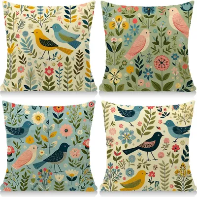 Produktbild von Set mit 4 Outdoor-Kissen, 45 x 45 cm, Dekokissen, Sofakissen für Wohnzimmer, Garten, Balkon