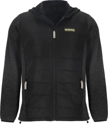 Produktbild von Baumfuchs Herren Hybridjacke Stepp und Fleece - Outdoor-Jacke mit Kapuze in Schwarz Größe 4XL