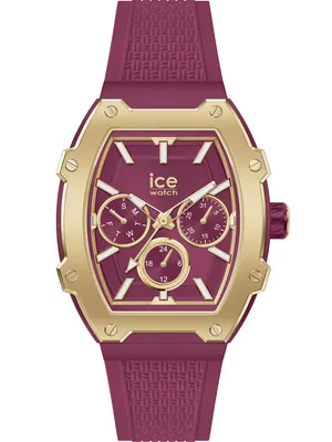 A product shot of a burgundy and gold Ice-Watch.