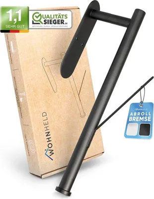 Produktbild von Unyqoos® Küchenrollenhalter ohne Bohren, schwarz – SUS304 Edelstahl, Abrollbremse mit Abreißbürste, 31,5×9,5×4,5 cm, für alle Küchenrollen (Küche, Werkstatt, Wohnmobil)