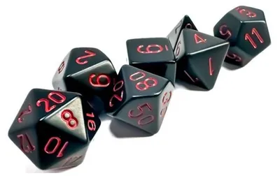Zdjęcie produktu dla Rpg Dice Sets Black/red Opaque Polyhedral 7-die Set – Kości – Chessex