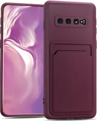 Produktbild von Handyhülle für Samsung Galaxy S10 Hülle Silikon Schutzhülle mit Kartenfach Slim Wallet Case, Raspberry