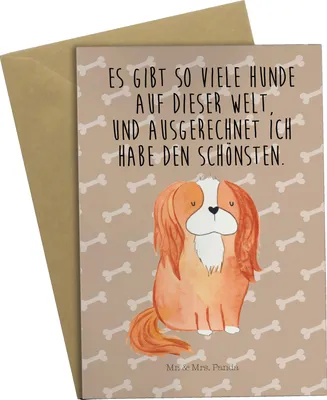 Produktbild von Mr. & Mrs. Panda Glückwunschkarte Hund Cavalier King Charles Spaniel - Hundeglück - Geschenk, Bester, einladungskarten, Cockerspaniel, Sprüche, vatertagskarte, Spruch