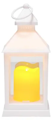 Image de 12 lanternes blanches Led Kaars - Lanternes décoratives électriques - Hauteur : 24 cm - Bougies sans flamme