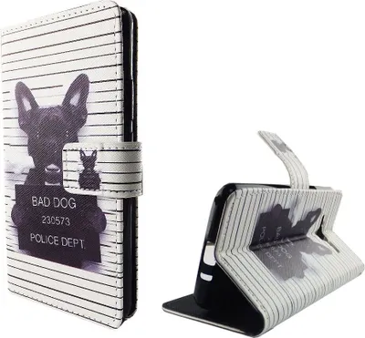 Produktbild von Handyhülle Tasche für Handy Samsung Galaxy J3 Böser Hund Weiß
