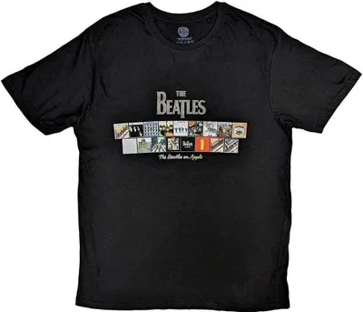 Obrázek produktu pro The Beatles Albums on Apple (Puff Print) Black M Tričko