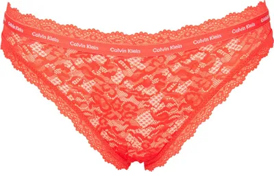 Zdjęcie produktu dla CK CALVIN KLEIN – damskie figi, figi z koronką, widoczny elastyczny klin z bawełny z logo, bielizna, nr produktu QP3027O, rozmiar L, 10% Elasthan, 90% nylon
