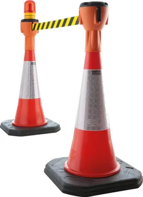 Produktbild von Leitkegelaufsatz orange, Gurt rot/weiss diag.gestreift 9m