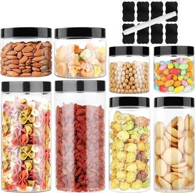 Obrázek produktu pro Plastové kuchyňské nádoby s víkem, 8 kusů kuchyňských nádob, skladovací nádoby, plastové skladovací nádoby