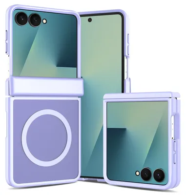 Produktbild von Magnetisch Hülle für Samsung Galaxy Z Flip 8, Transluzente Matt Rückseite mit Scharnierschutz Handyhülle Lila