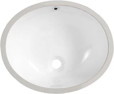 Immagine prodotto di Lavabo ovale in Vetroceramica con troppopieno - 46 x 38 cm - Bianco