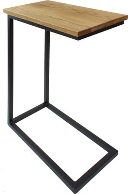 Natural Goods Berlin Beistelltisch C-FORM, Beistelltisch, Couchtisch, Nachttisch, Echtholz Eiche, Schwarz, Tischplatte aus Eiche (45 x 25 x 2 cm)