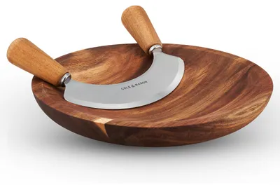 Immagine prodotto di Cole & Mason, tagliere in legno di acacia con coltello per affilare