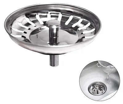 Image de Passoire pour évier - Filtre en acier inoxydable pour éviers de cuisine - Remplacement pour les drains de diamètre 79–82 mm