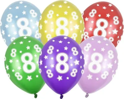Produktbild von Luftballons 30cm, 8. Geburtstag, Metallic Mix (1 Packung / 50 Stück)