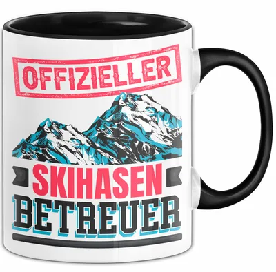 Produktbild von Ski Tasse Geschenk Grafik Offizieller Skihasen Betreuer Becher (Schwarz)
