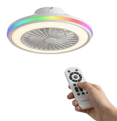 Image de Ventilateur de plafond avec éclairage, silencieux, pales dissimulées, 6 vitesses, moteur à courant continu, télécommande InnovaGoods
