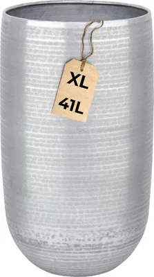 Produktbild von Marrakesch XXL Aluminium Blumenkübel Bodenvase 54 cm Hoch Silber Matt | Pflanzentopf Blumensäule 41 L groß rund für Outdoor Indoor | Blumentopf Blumentöpfe Camiel für Garten Balkon & Wohnzimmer