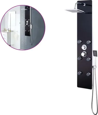 Image de vidaXL Panneau de douche en verre 25×44,6×130 cm noir