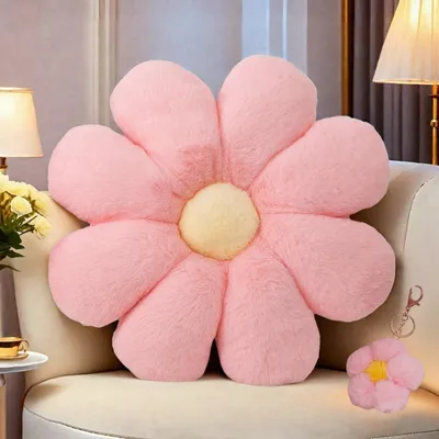Obrázek produktu pro Dekorační polštář ve tvaru sedmikrásky, růžový, o rozměrech 45 cm, vhodný na pohovku a křeslo