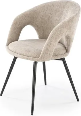 Produktbild von Gepolsterter Drehstuhl K550 in Beige mit Stoffbezug und Metallgestell, 57x78x57 cm