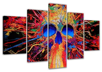 Obrázok produktu pre 5532 Abstraktná lebka obraz na plátne 5-dielny 160x80 cm