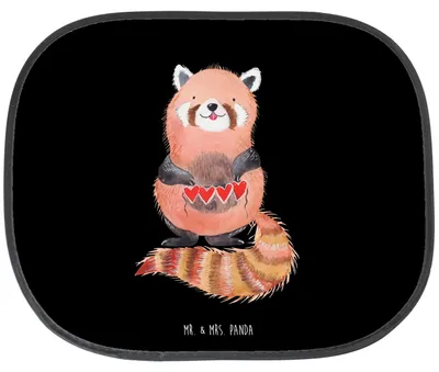 Produktbild von Mr. & Mrs. Panda Sonnenschutz Auto Roter Panda - Schwarz - Geschenk, Autoscheibe, Lieblingsmensch, für, Liebling, Rot, Lustige Sprüche, saugnapf, Herz, Autoscheiben