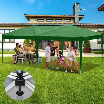 Produktbild von TolleTour Pavillon Faltpavillon 3x6m Grün Partyzelt UV-Schutz höhenverstellbarer mit Tragetasche, für Outdoor Garten Camping Ohne Seitenwänden