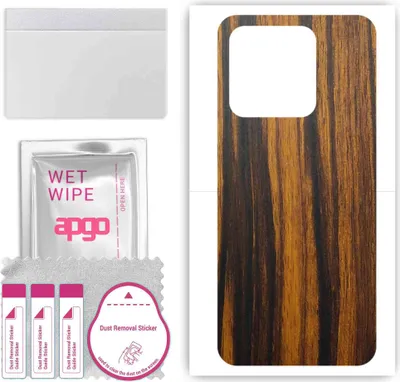 Produktbild von apgo Rückseite Schutzfolie, Skin, kompatibel mit Xiaomi Redmi 10A, Hinten Displayschutzfolie aus Vinylfolie, kratzfest, einfache Montage - Tigerwood