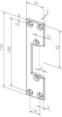 Immagine prodotto di Frontale piatto 107 STA zincato, quadrato L.24xL.110mm DIN L/R ASSA ABLOY