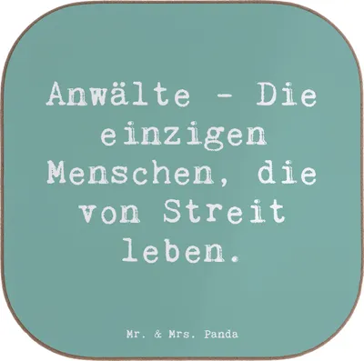 Produktbild von Mr. & Mrs. Panda Untersetzer für Gläser Spruch Anwalt Streitmacher - Meeresbrise - Geschenk, Berufsprodukte, gläseruntersetzer, humorvoll, Berufsliebe, Nervenkostüm
