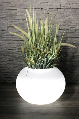 Produktbild von Moderner runder beleuchteter Blumenkübel 35x24 cm PL405S Pflanzgefäß Blumentopf LED RGB mit Akku und Netzteil
