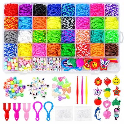 Produktbild von Loom Bänder Set 2500+ Teile, 32 Farben DIY Gummibänder, Geschenk Mädchen