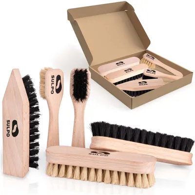 Produktbild von Schuhputzset Schuhpflegeset Schuhbürsten - 5-teilig - Lederbürste und Polierbürsten - Mit Bürsten für Leder