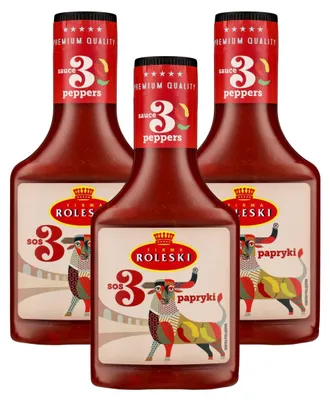 Produktbild von Roleski 3 Paprika Sauce 3x 360g - scharfe Tomatensauce für Burger & Grill