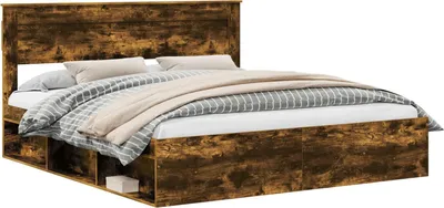 Obrázek produktu pro Rám postele vidaXL, barva dubového dřeva, rozměry 180 x 200 cm, masivní borové dřevo