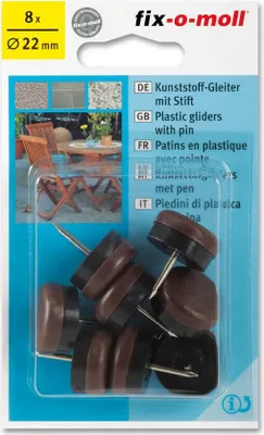 Produktbild von Kunststoffgleiter mit Stift rund 22mm braun fix-o-moll