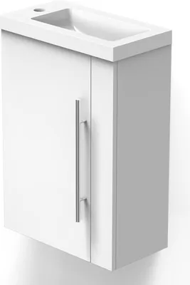 Produktbild von Badmöbel 45x64 cm Weiß SILVIA - Badezimmermöbel Waschtisch mit Unterschrank Badezimmerschrank mit Soft Close